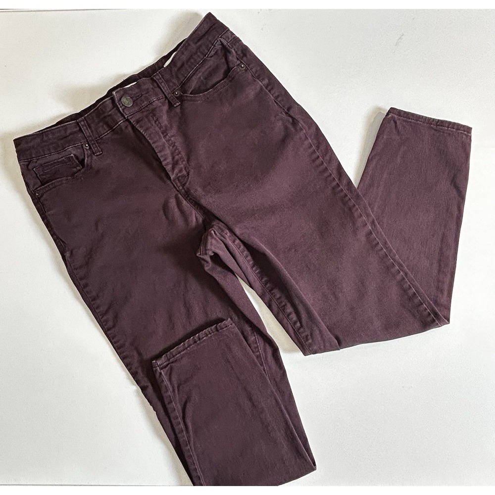 Jessica Simpson Women's High Rise Skinny Ankle Pants Stretch (BURGUNDY) Size 8